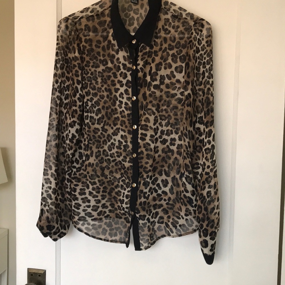 See through cheetah button down